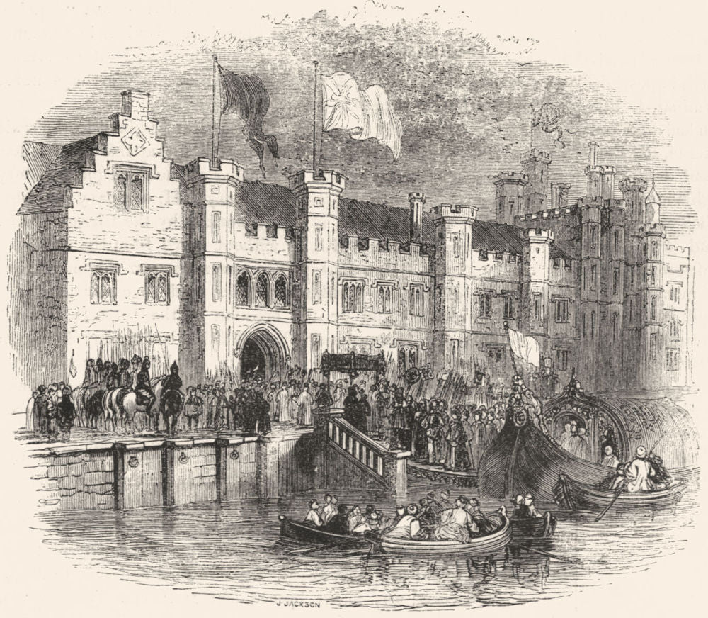 LONDON. Palace, Greenwich Returning Christening 1845 old antique print picture